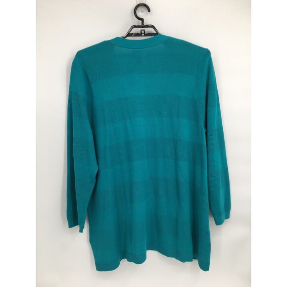 Lands End Cotton Modal Texture Drape Cardigan Teal Blue 3X 24W-26W - Picture 7 of 10